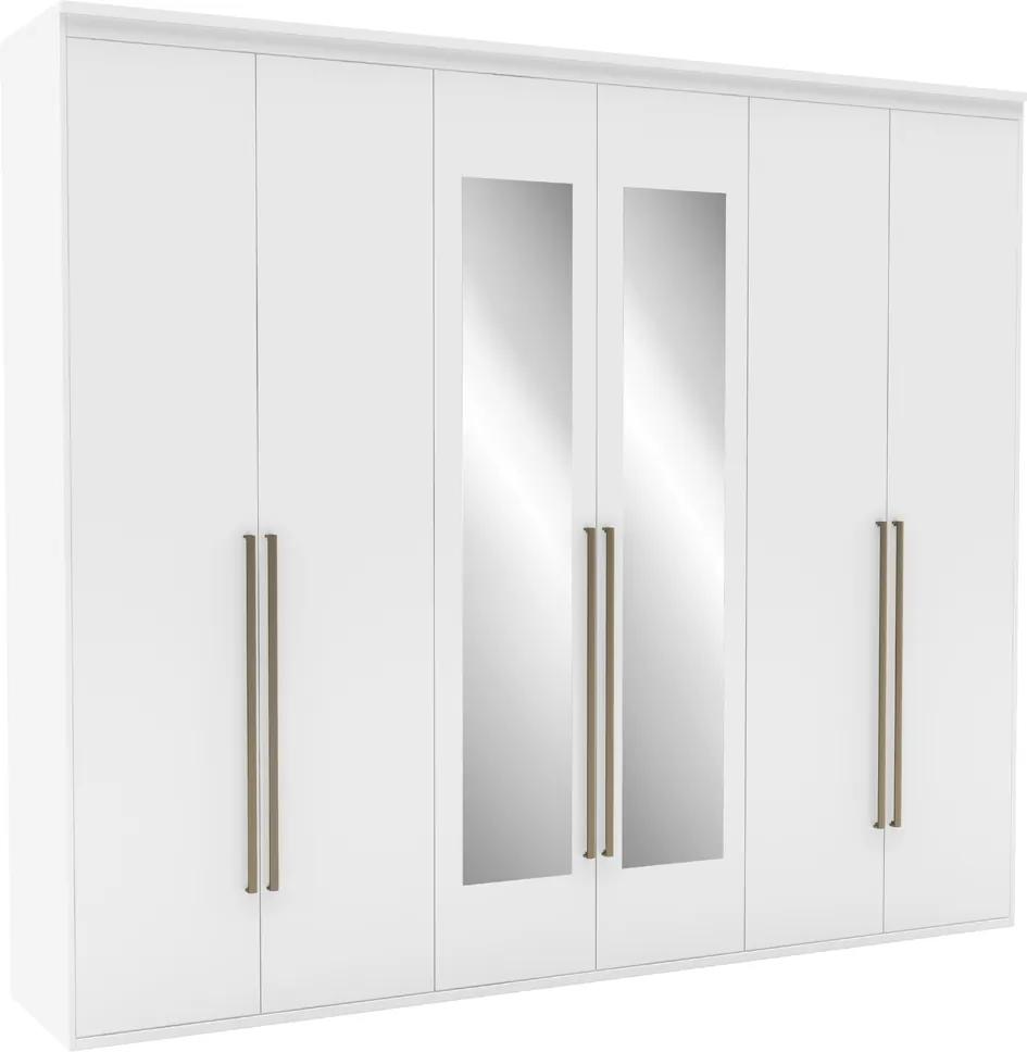Guarda-Roupa de Casal Originale 6 Portas Com Espelho 267 cm Branco - Belmax