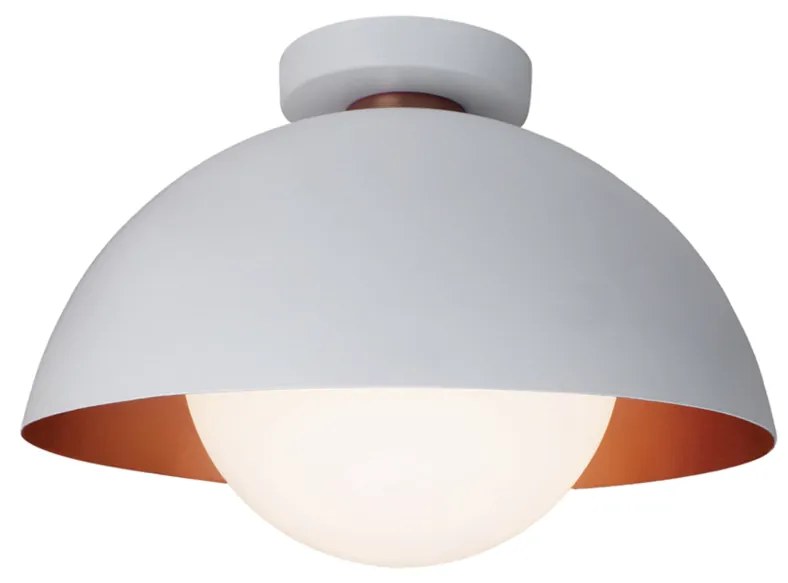 Plafon Bibelô Ø32X20,3Cm Globo Ø20Cm Fosco 1Xe27 G45 Mini Bulbo Anel D... (BT - Branco Texturizado, Igual Primeira Cor)