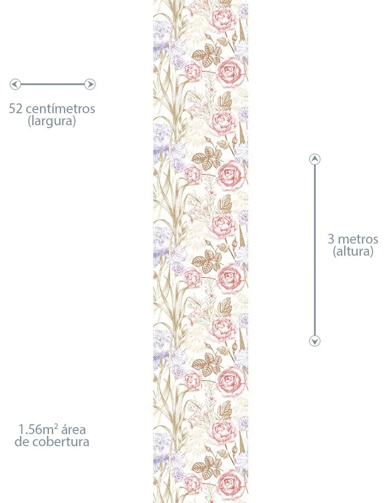 Papel de Parede Floral sutil 0.52m x 3.00m