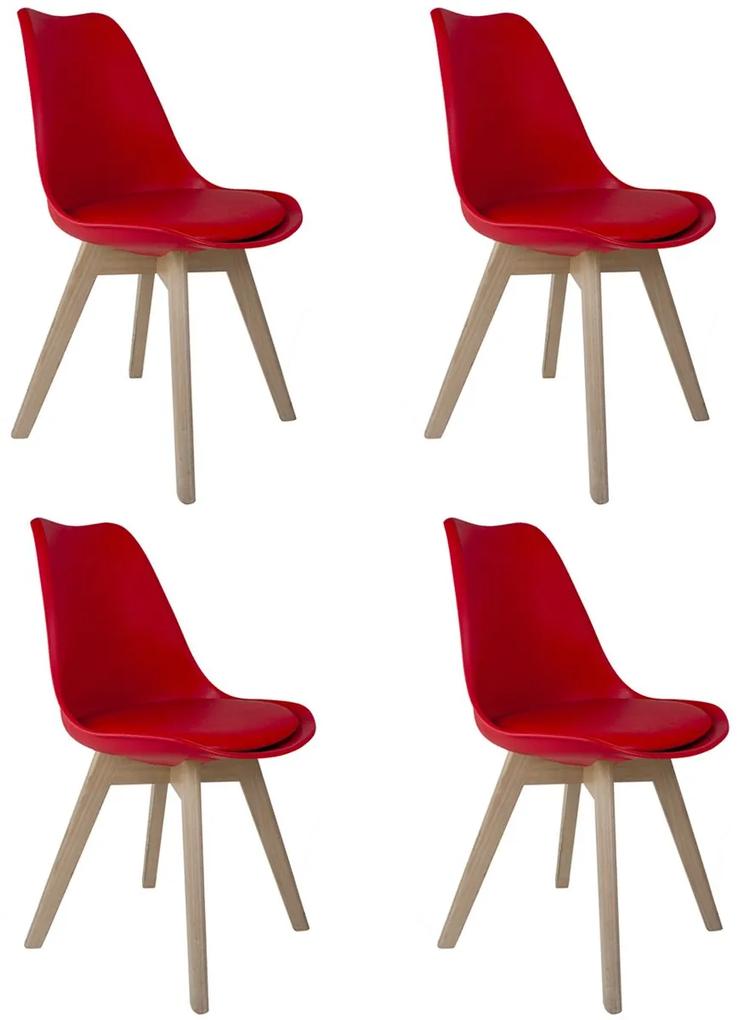 Conjunto 4 Cadeiras Saarinen Wood Vermelha - Empório Tiffany