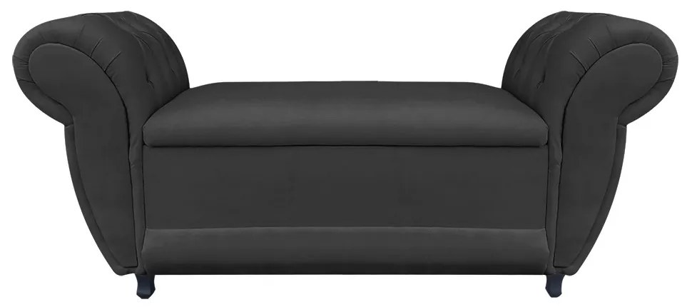 Recamier com Baú Grécia Namoradeira Calçadeira 195 cm Suede D'Rossi - Preto