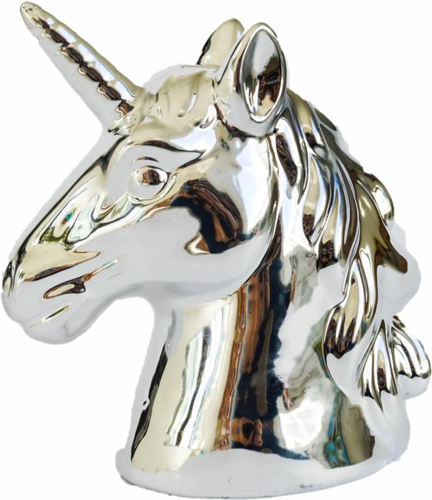 Cofre Busto Unicornio Cromado Pratiado DecoraçÁo