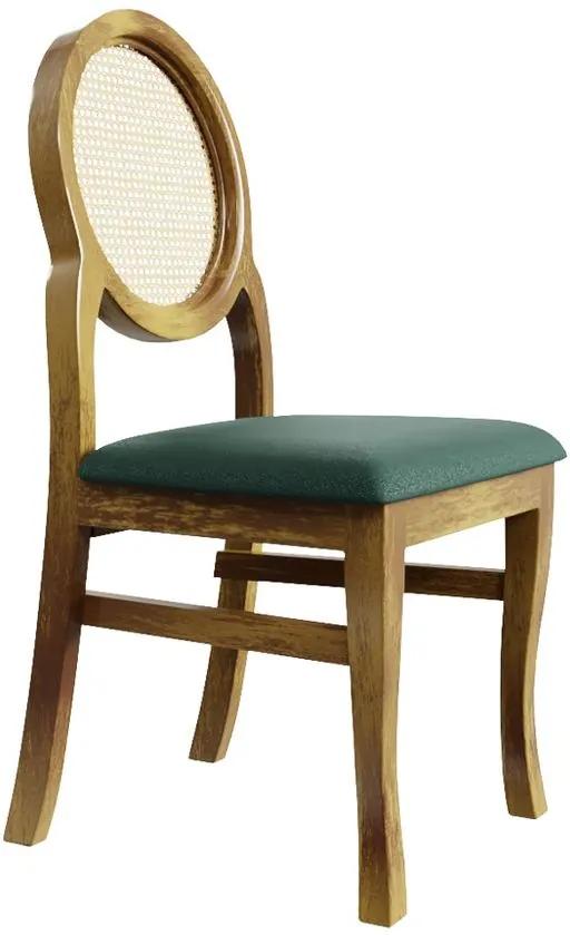 Cadeira de Jantar Medalhão Contemporânea Palha Veludo Garden Green - Wood Prime 38039