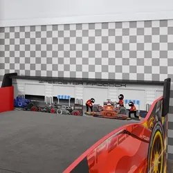 Cama Infantil Carro 100%MDF com Faróis LED Racing Car P13 Vermelho - M
