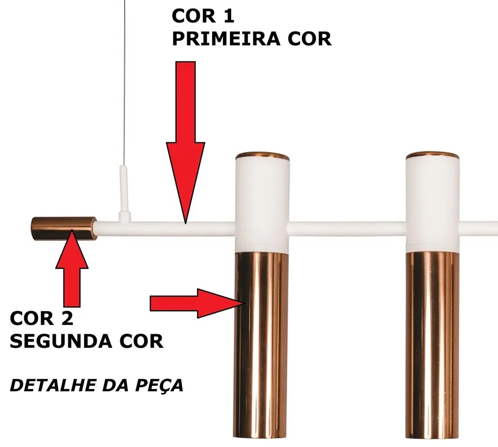 Pendente Vittu 150X30Cm 3Xmr16 Gu10 + 2Xe27 G45 / Cabo Aço Chumbador +... (BZ-M - Bronze Metálico, FOSCO)