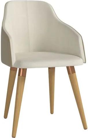 Cadeira de Jantar Molina Linho Bege Claro Cobre - Wood Prime PV 32698