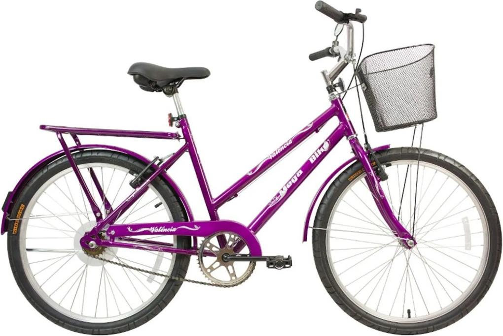 Bicicleta Infantil Aro 24 Freios V-Break Quadro Aço Valência Free Violeta - Mega Bike