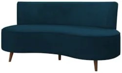 Sofá 2 Lugares para Sala Living 135cm Pés Palito Korah Z08 Veludo Azul