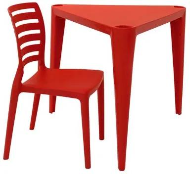 Conjunto de Mesa e Cadeira Tramontina Sofia Infantil Vermelho em Polipropileno e Fibra de Vidro 2 Peças