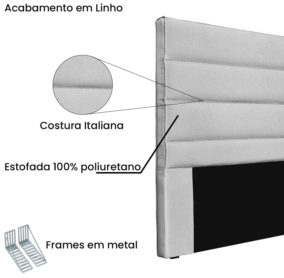 Cabeceira Cama Box Solteiro 90 cm Arles Linho S04 - D'Rossi - Grigio