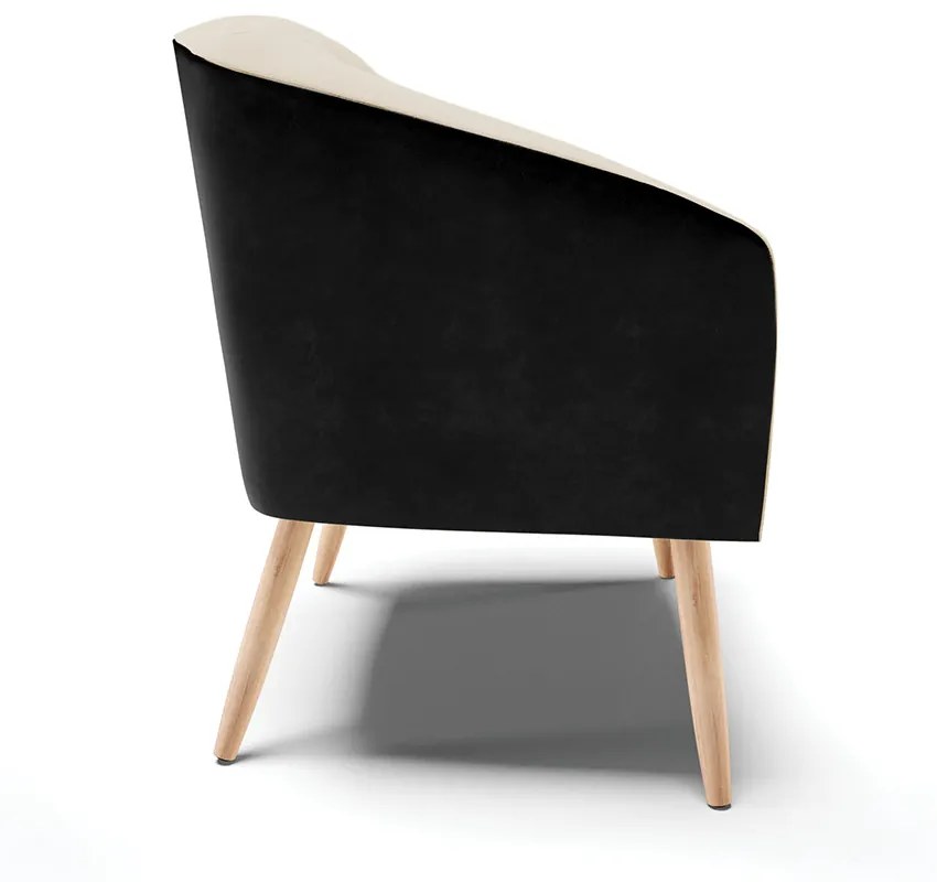 Poltrona Decorativa Pé Palito Natural Stella Preto/Linho Areia D03 - D'Rossi