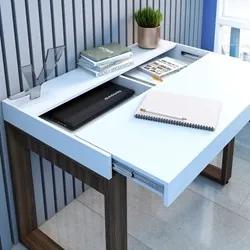 Mesa para Computador Escrivaninha Squadra Web Nogal/Branco - Artany