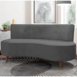 Sofá 2 Lugares para Sala Living 135cm Pés Palito Korah Z08 Veludo Cinz