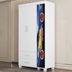 Guarda Roupa Infantil 89cm Com 3 Portas Carro Azul Z53      - Mpozenat