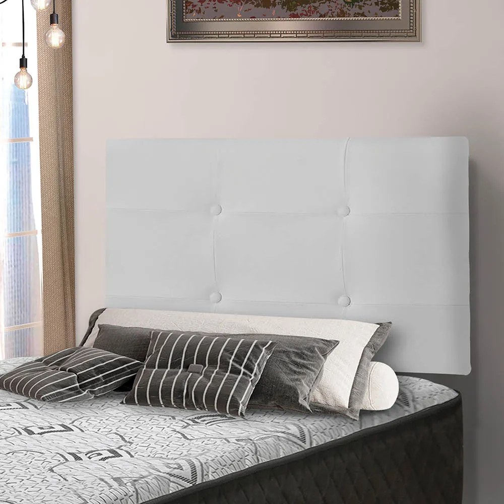 Painel Luna Para Cama Box Solteiro 90 cm Corino Branco - D'Rossi