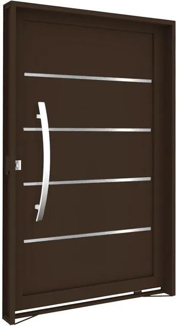 Porta Pivotante de Aço com Frisos e Puxador Bronze Abertura Esquerda 220,5x128,5x14cm - 3476 - Vitrolar - Vitrolar