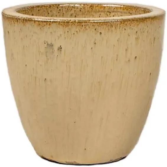 Vaso Vietnamita Cerâmica Importado Short EGG Areia D21cm x A25cm