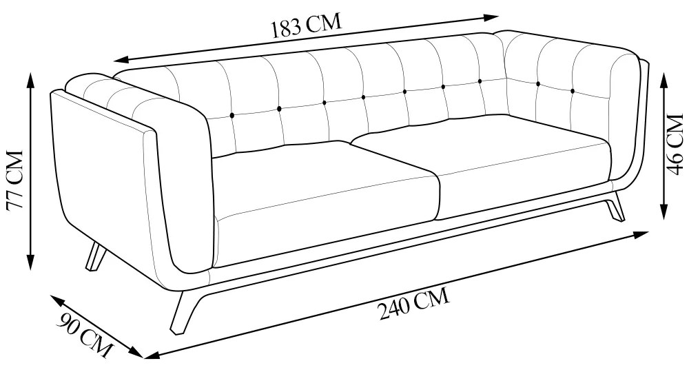 Sofá Decorativo Sala de Estar 240cm Rocket 3 Lugares Base Madeira Boucle Bege G45 - Gran Belo