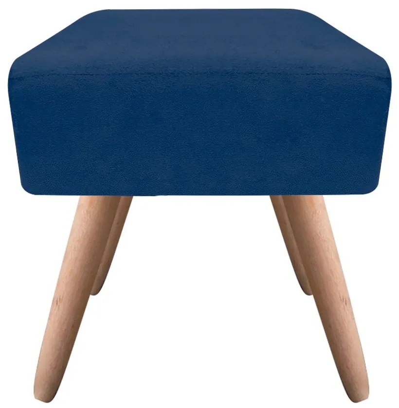 Puff Banqueta Decorativo Pé Palito Natural Ibiza Suede Azul Marinho D03 - D'Rossi