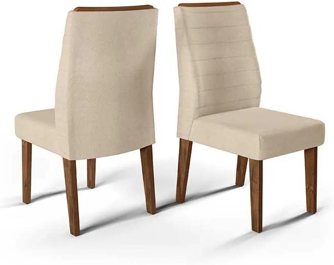 Conjunto 2 Cadeiras Curvata Rústico Malbec Tecido Linho Saara