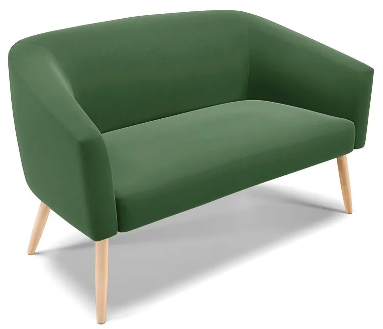 Namoradeira e 2 Poltronas Pé Palito Natural Stella Suede Verde D03 - D'Rossi