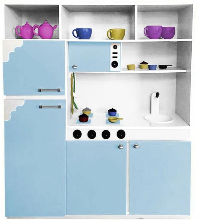 Cozinha de Brinquedo Infantil 130cm Azul Bebê/Branco - Criança Feliz