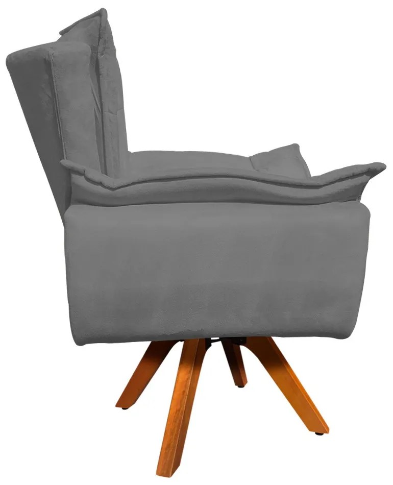 Poltrona Sala de Estar Giratória MM30 Kit 2 Opalla Suede D03 - D'Rossi - Grafite