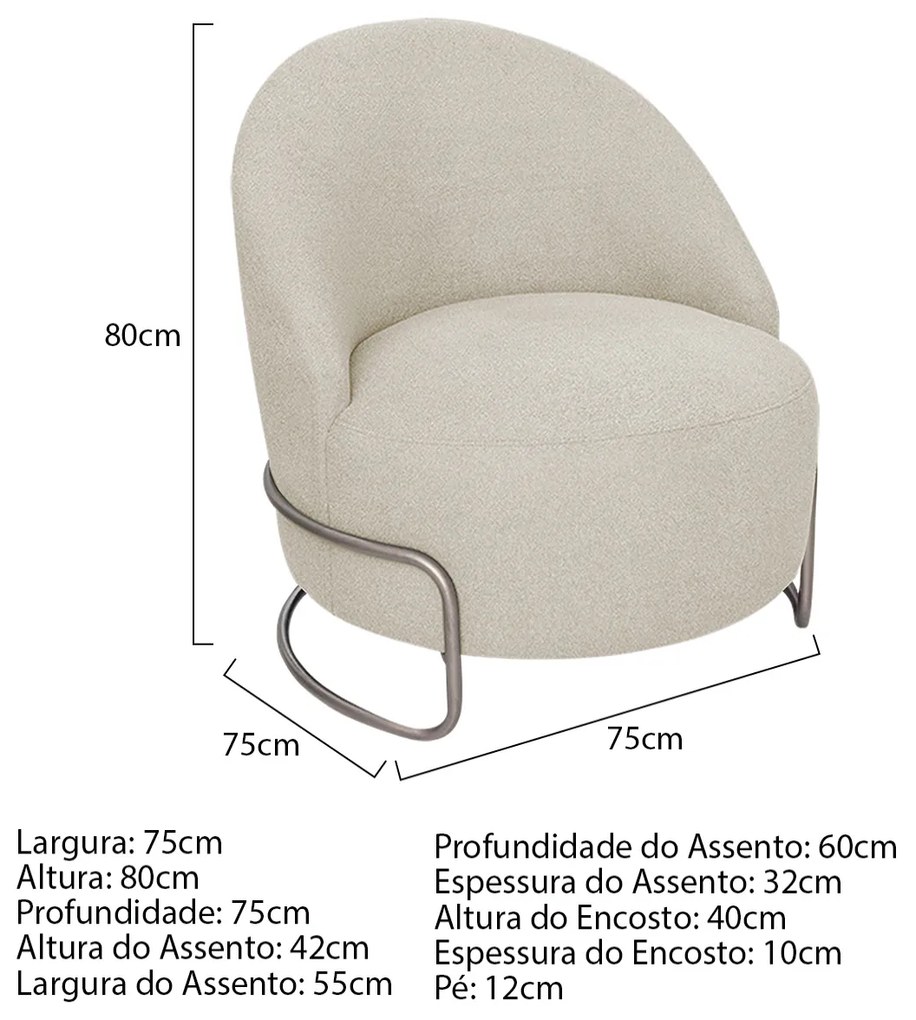 Kit 02 Poltronas Luxo Decorativa Tulipa Linho