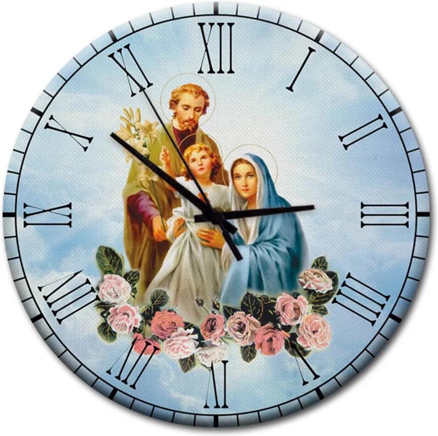 Relógio de Parede Sagrada Família em Madeira MDF - 28 cm