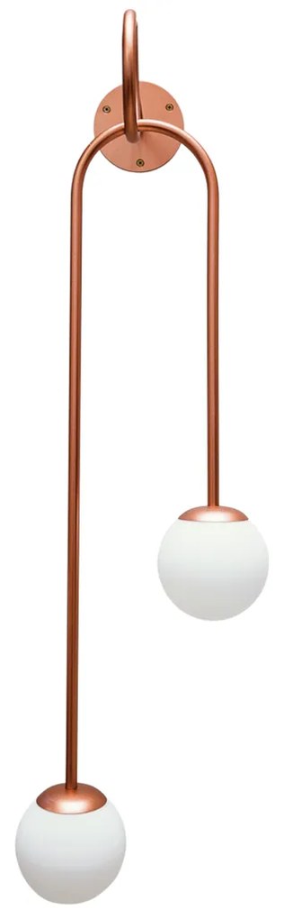 Arandela Pêndulo C/ 2 Globos 26X28X92Cm 2L G9 / Metal E Globo Ø12Cm |... (ND-B - Nude Brilho, AMBAR)