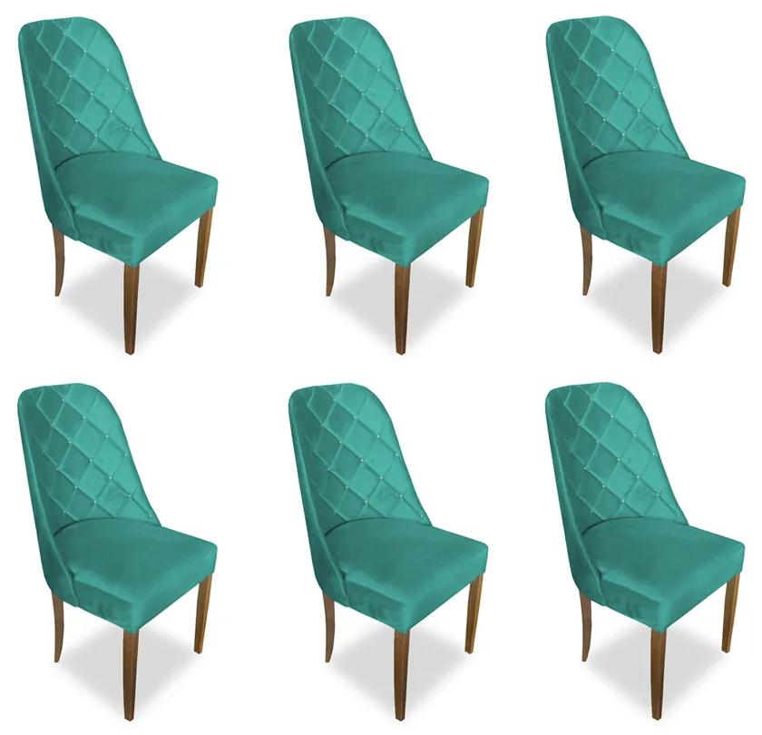 kit com 6 Cadeiras de Jantar Dublin Suede Azul Tiffany