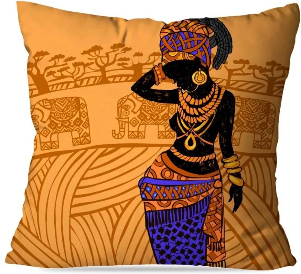 Capa para Almofada Avulsa Decorativa Africana Amarela 35x35cm