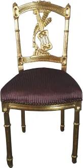 Cadeira Clássica Imperial Folheada a Ouro Vinho Estampado
