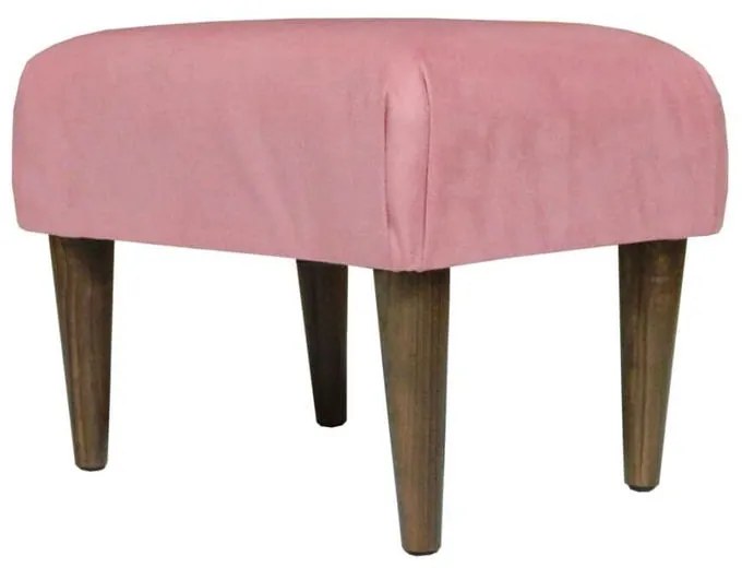 Banquinho Acolchoado Sigma em Suede com Pés Palito - Rosa