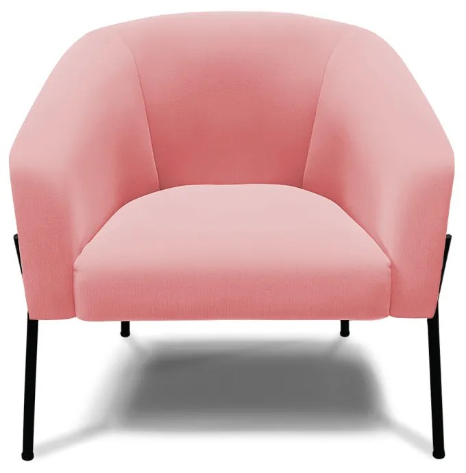 Poltrona Decorativa Pé de Ferro Preto Kit 2 Stella Suede D03 - D'Rossi - Rose