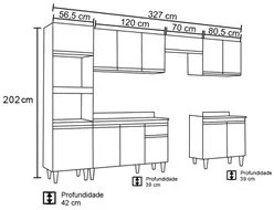 Cozinha Modulada 6 Módulos Composição 8 Branco - Lumil Móveis