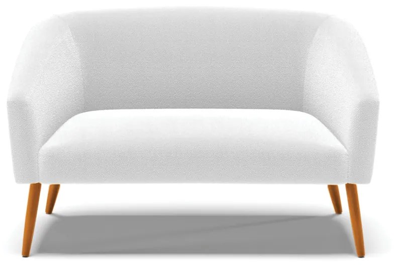 Sofá 2 Lugares Namoradeira Pé Palito Castanho Stella Bouclê Off White D03 - D'Rossi