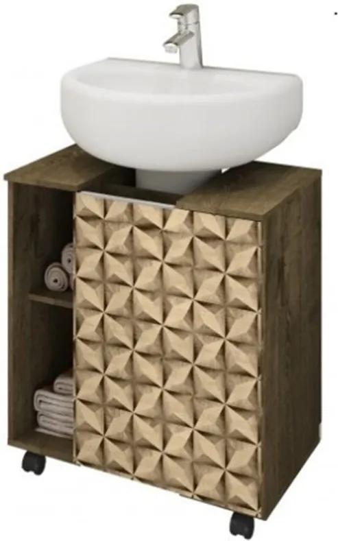 Gabinete Para Banheiro Pequin Madeira Rústica com Madeira 3D – Bechara Móveis