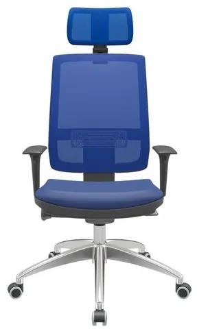 Cadeira Office Brizza Tela Azul Com Encosto Assento Vinil Azul Autocompensador 126cm - 63125 Sun House