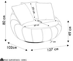 Poltrona para Sala Giratória Redonda Saphire M22 Linho Cinza/Caramelo