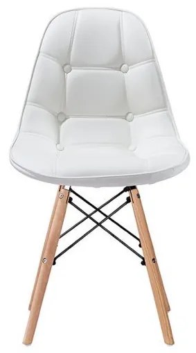 Cadeira para Sala de Jantar Eiffel Eames Botonê Branco Base Madeira - D'Rossi