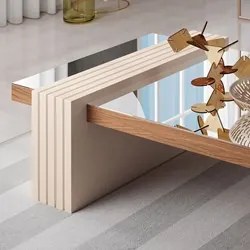 Mesa de Centro com Espelho Luna Nature/Off White - HB Móveis
