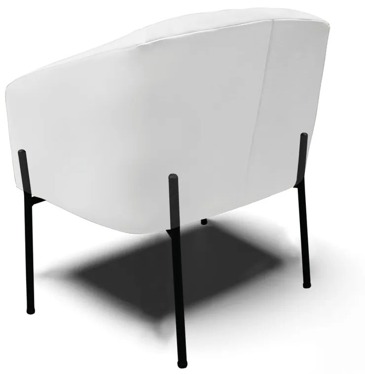 Poltrona Decorativa Pé de Ferro Preto Kit 2 Stella Sintético Branco D03 - D'Rossi