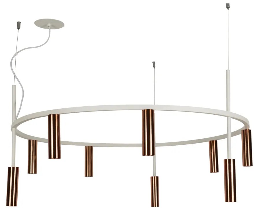 Pendente Platinum Circular Ø80X44,5Cm 9Xmr11 - Usina 16931/80 (PT / CP-M - Preto Texturizado / Champanhe Metálico)