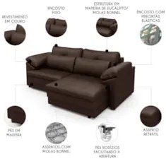 Sofá Retrátil 2 Lugares Para Sala 175cm Dijon Couro Caramelo S07 - Mpo