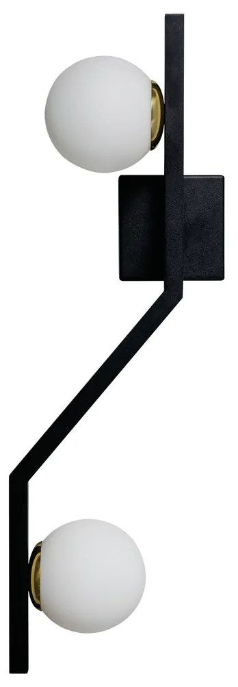 Arandela Zig 57X22X15Cm 2Xg9 / Globo Ø12Cm | Usina 16833/2 (AZO-F / CB-V - Azul Oceano Fosco / Cobre Brilho Escovado, AMBAR)