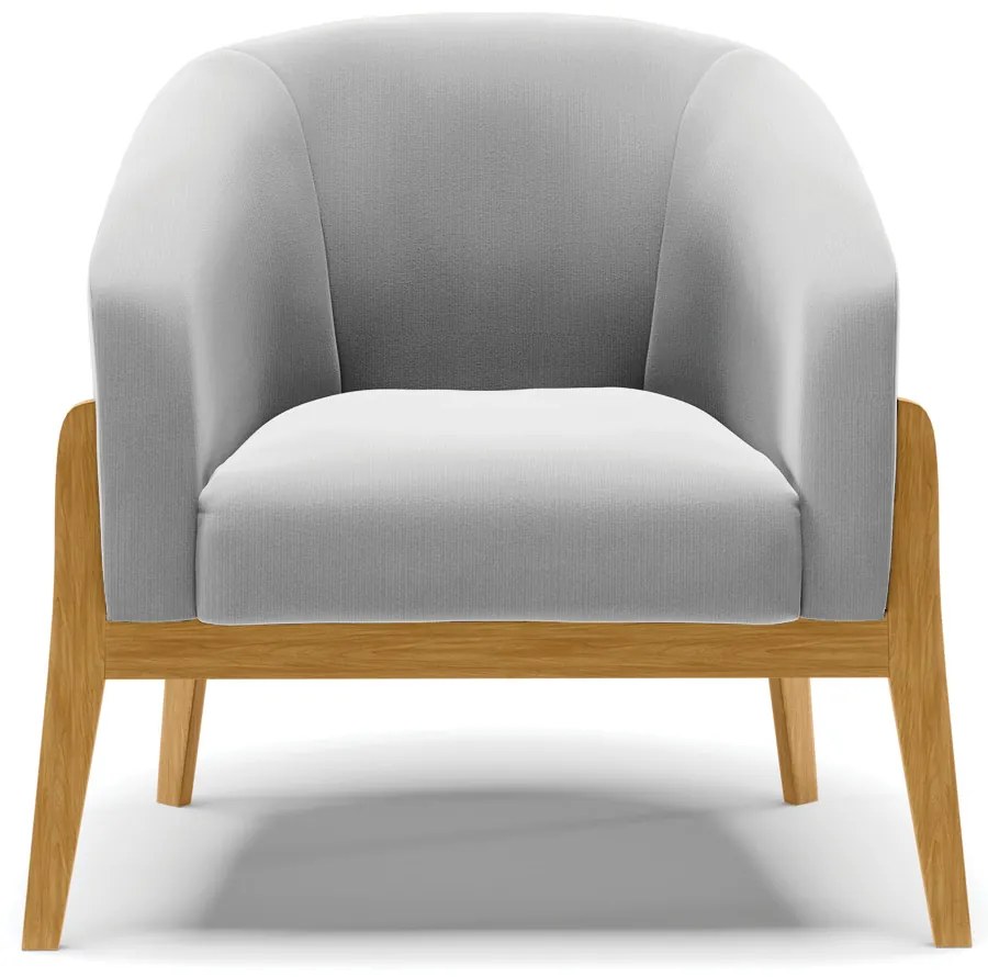 Poltrona Decorativa Base de Madeira kit 2 Stella Suede Cinza D03 - D'Rossi