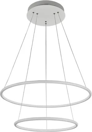 Lustre Pendente de Teto com 2 Anéis | LED incluso | Cor: Branco | Mod: Arco Fit