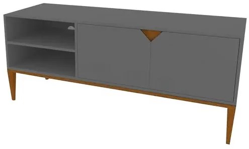 Rack Galilee 2 Portas Estrutura em Madeira Macica cor Cinza 134 cm - 58328 Sun House