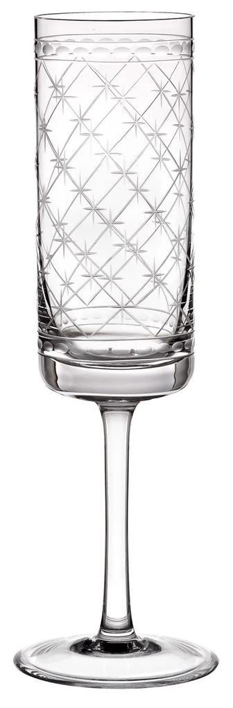 Taça de Cristal Lapidado Artesanal p/ Champagne - Transparente - 13  Incolor - 13